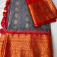Grey Red Pure Silk Pattu Gadwal Saree