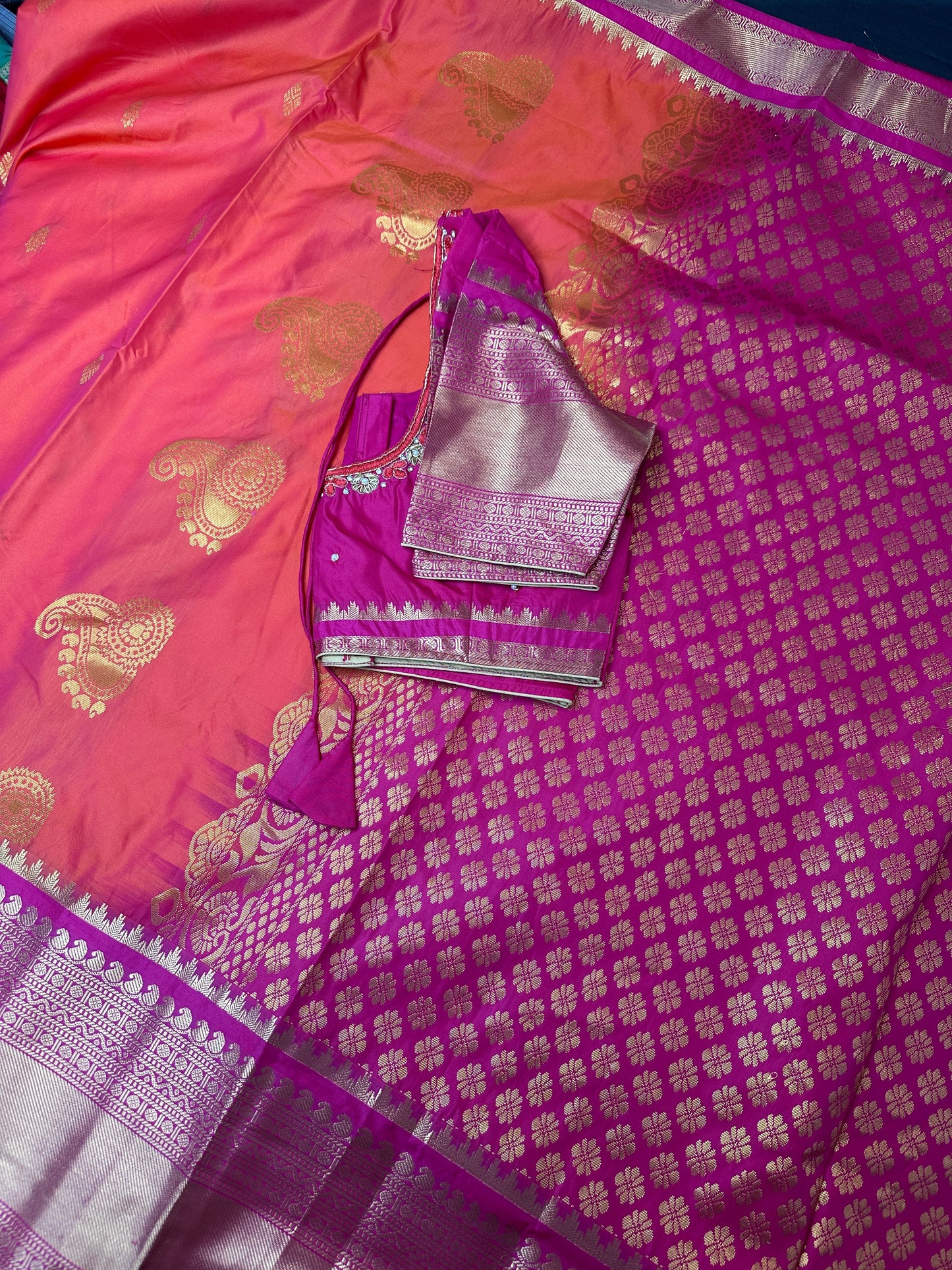Blush Pink Semi Silk Pattu Gadwal Saree