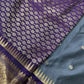Gray Purple Semi Silk Pattu Gadwal Saree