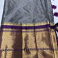 Gray Purple Semi Silk Pattu Gadwal Saree