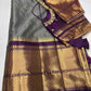 Gray Purple Semi Silk Pattu Gadwal Saree