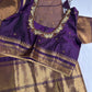 Brown Purple Semi Silk Pattu Gadwal Saree