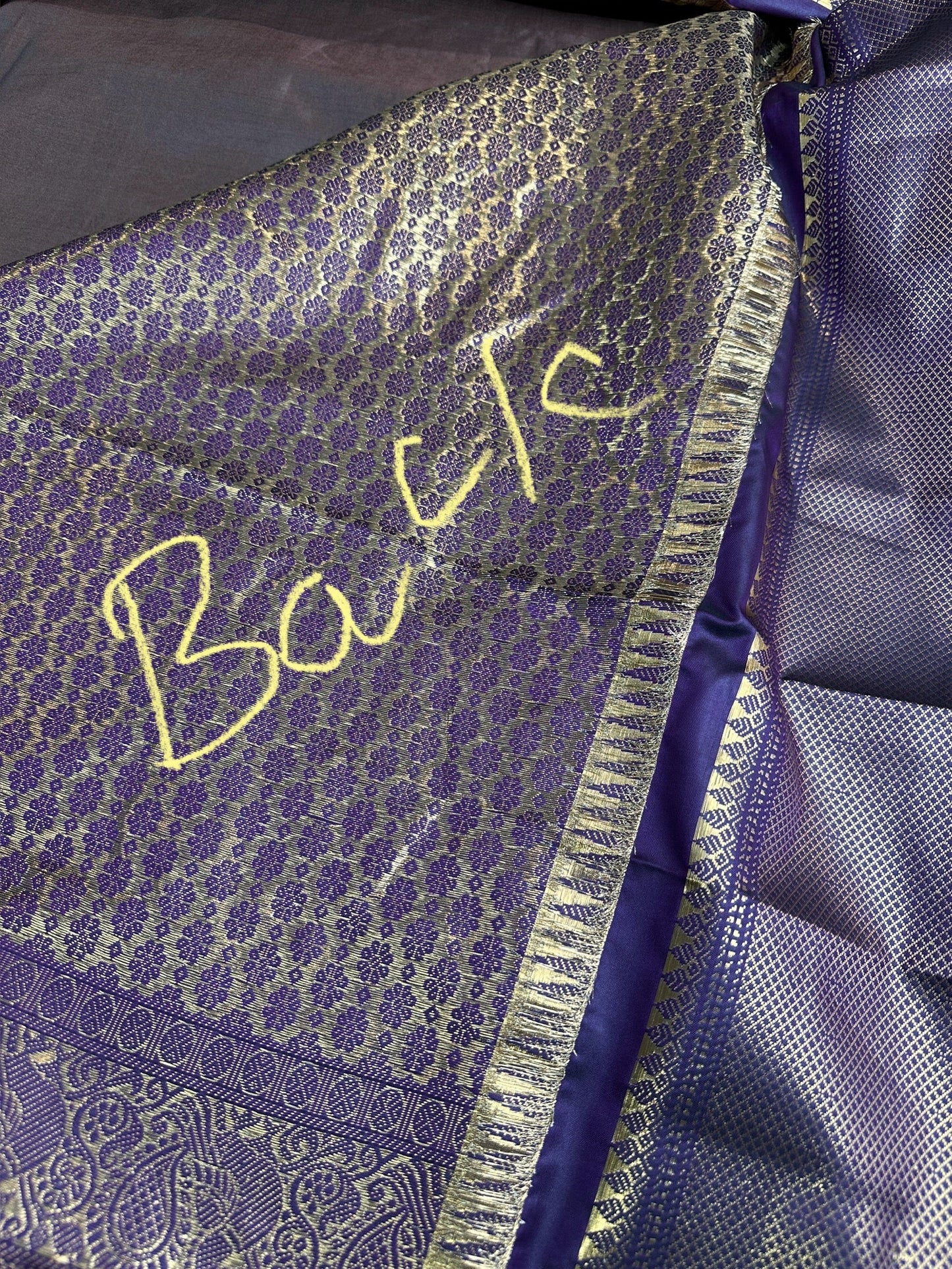 Brown Purple Semi Silk Pattu Gadwal Saree