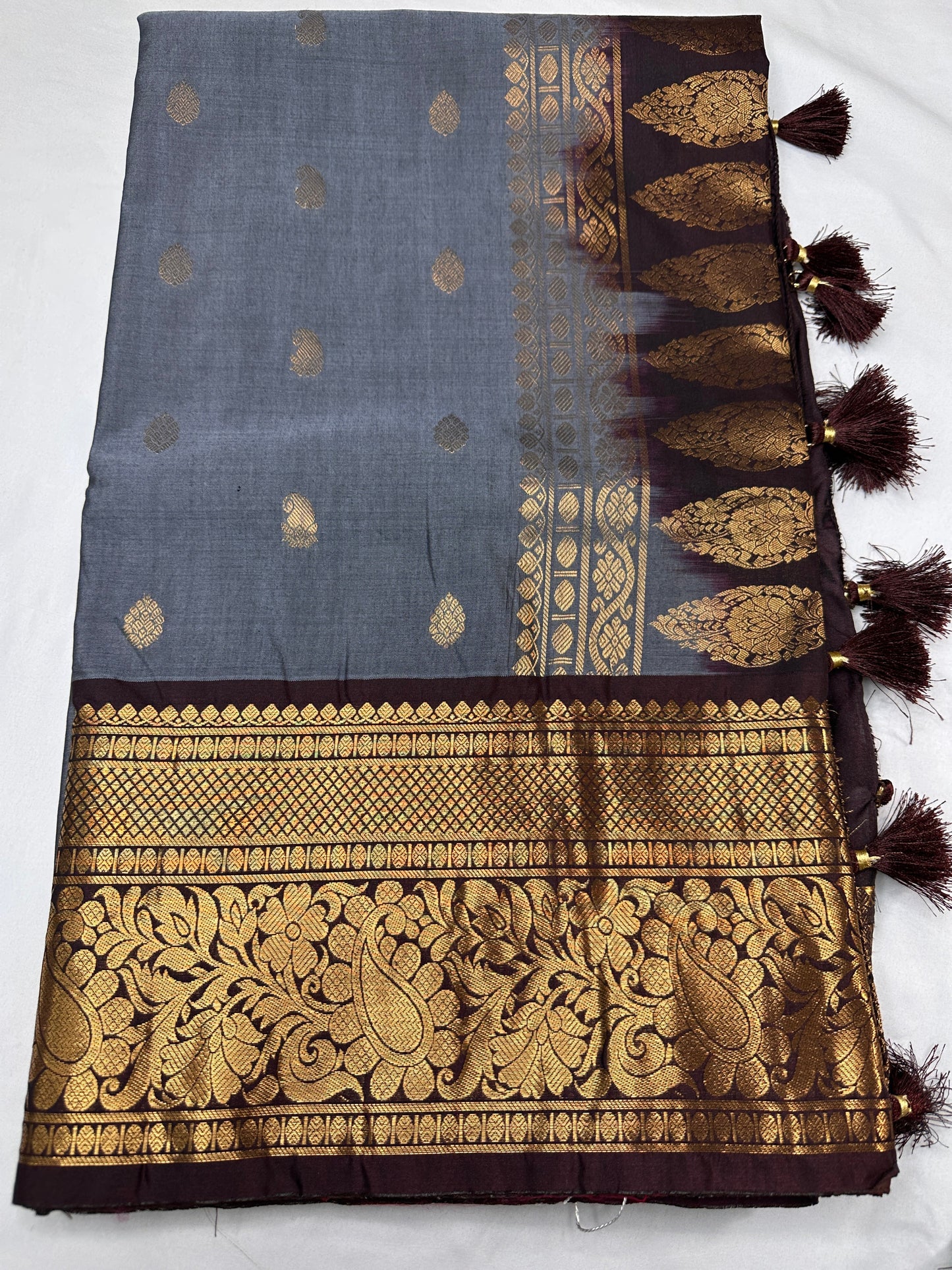 Grey Brown Pure Magalgiri Saree
