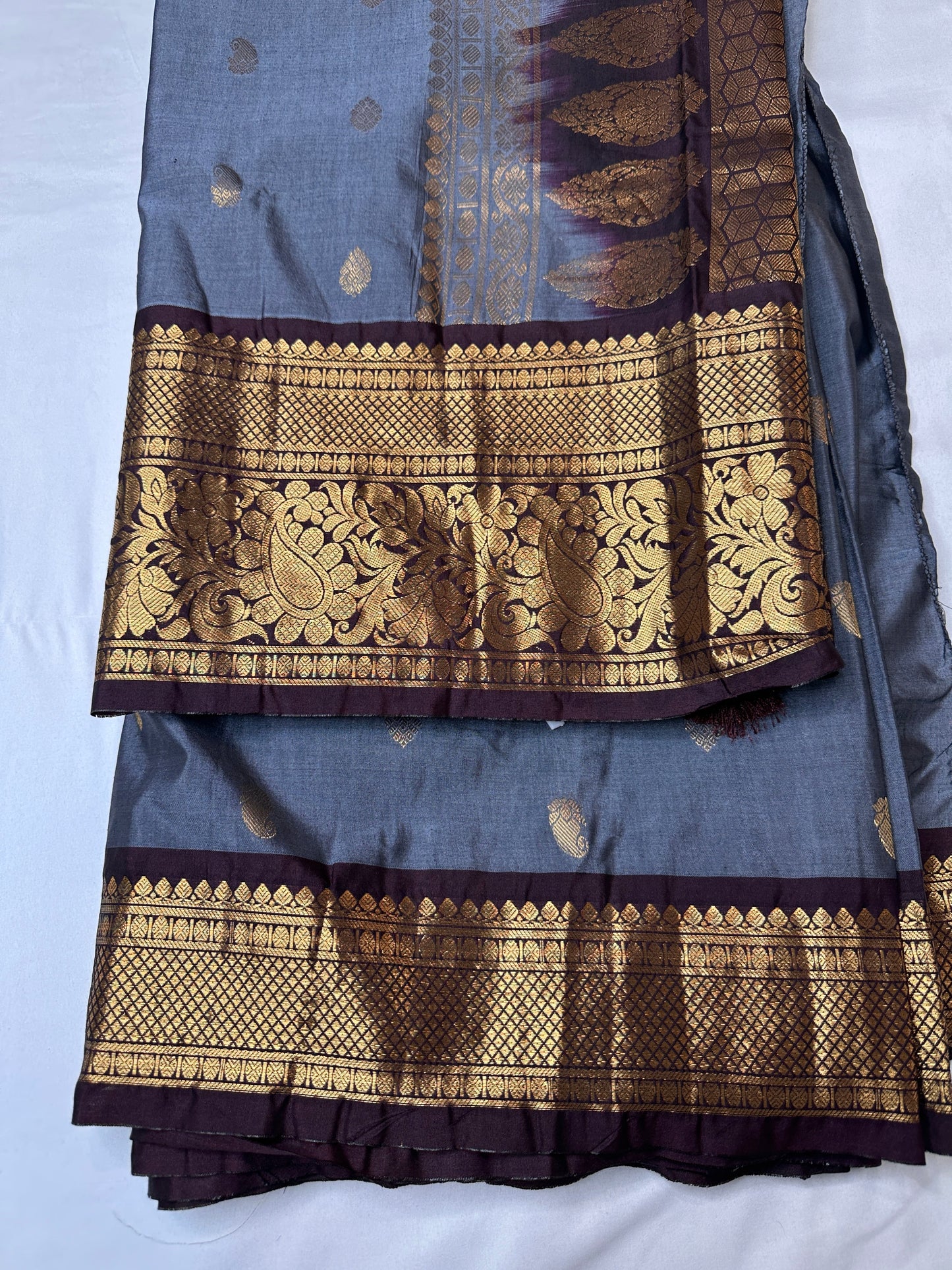 Grey Brown Pure Magalgiri Saree