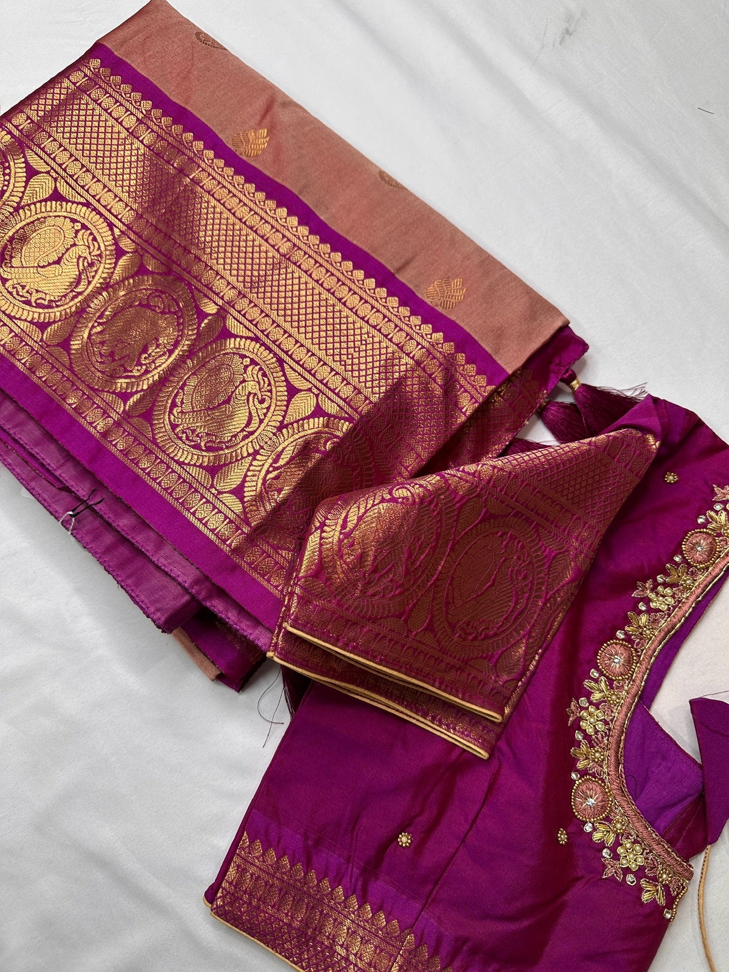 Onion Pink Pure Magalgiri Saree