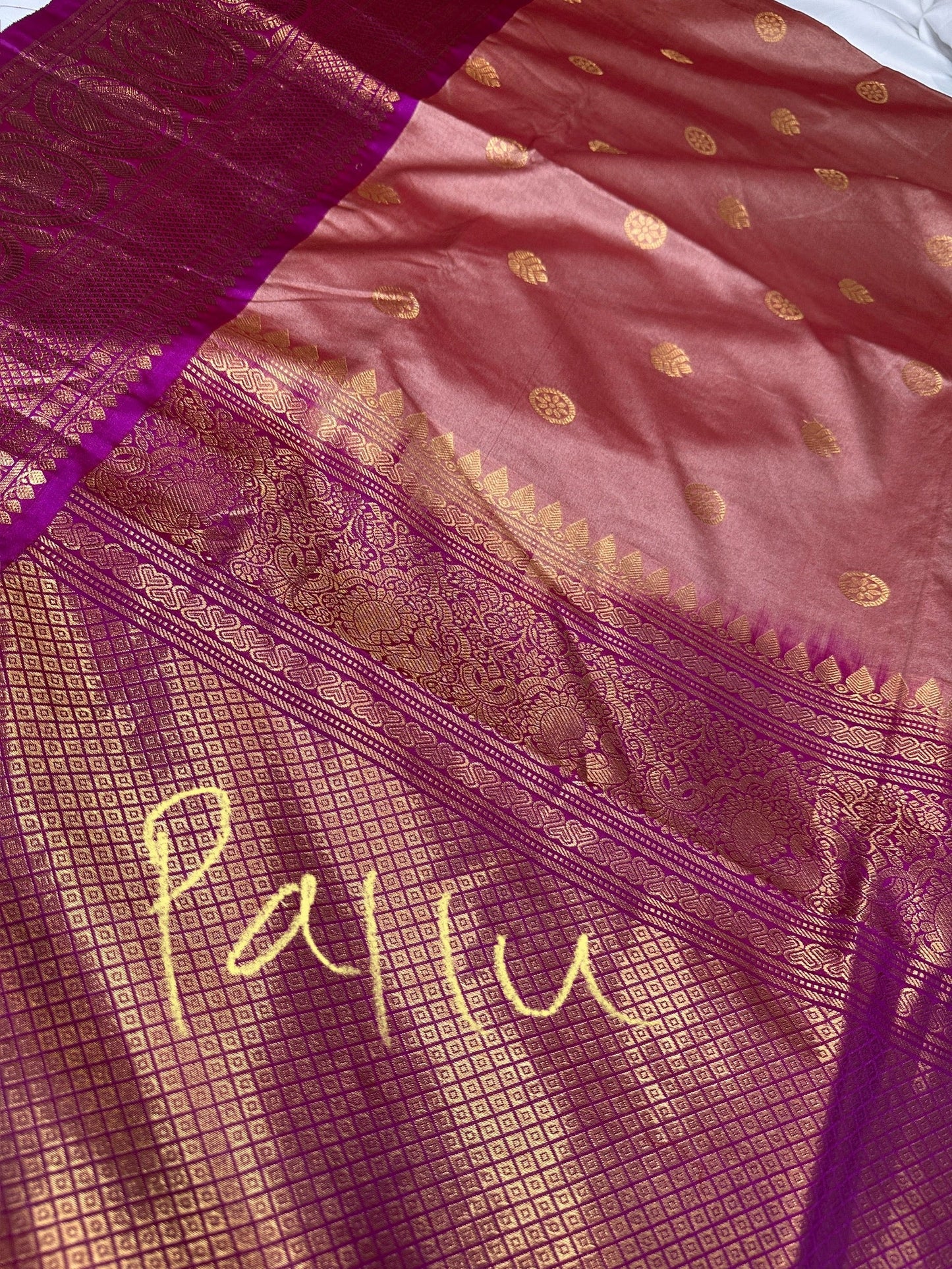 Onion Pink Pure Magalgiri Saree