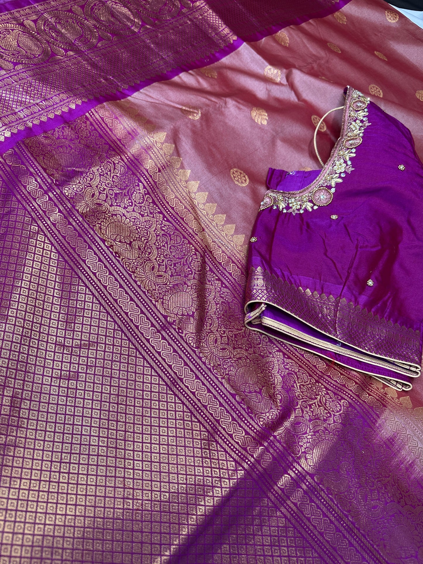 Onion Pink Pure Magalgiri Saree