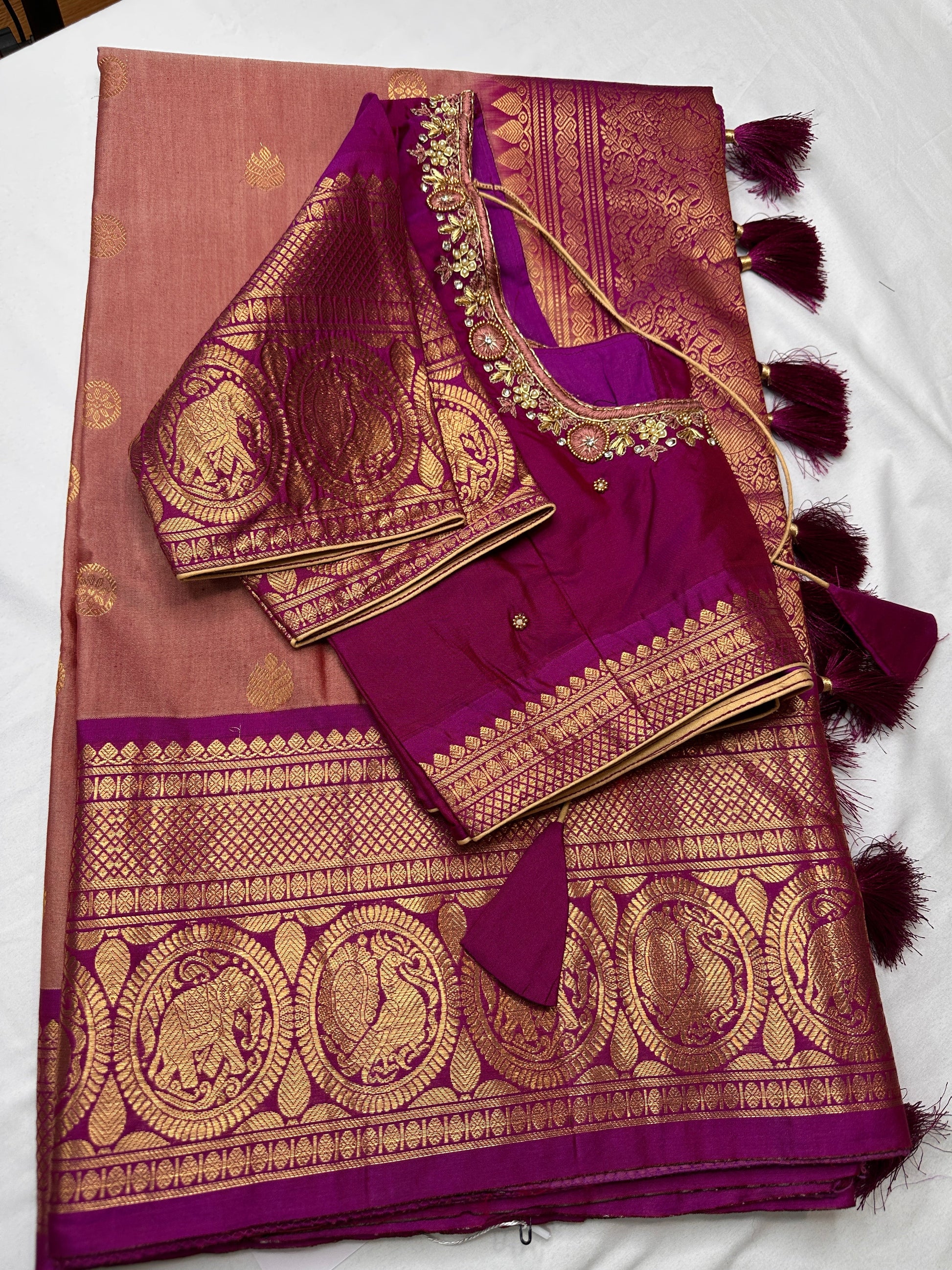 Onion Pink Pure Magalgiri Saree