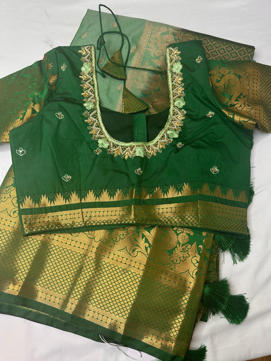 Green Semi Silk Pattu Gadwal Saree