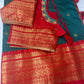 Green Red Semi Silk Pattu Gadwal Saree