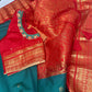 Green Red Semi Silk Pattu Gadwal Saree
