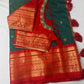 Green Red Semi Silk Pattu Gadwal Saree