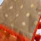 Pattu Gadwal Pure Silk Beige Orange Saree