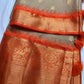 Pattu Gadwal Pure Silk Beige Orange Saree