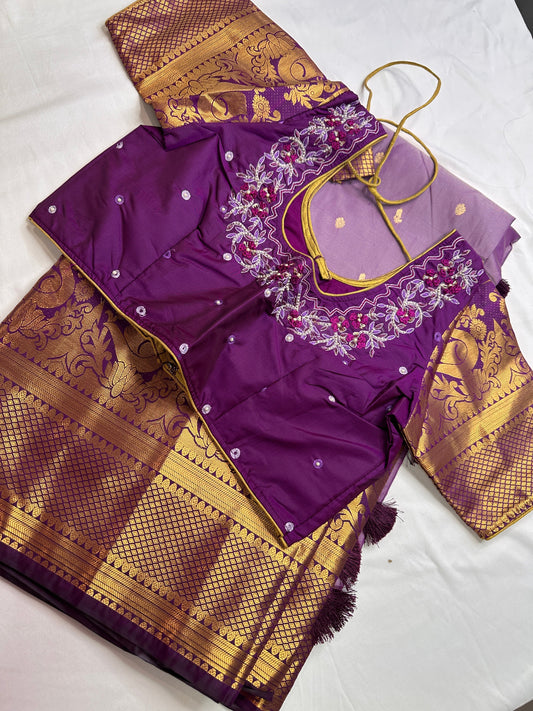 Purple Semi Silk Pattu Gadwal Saree