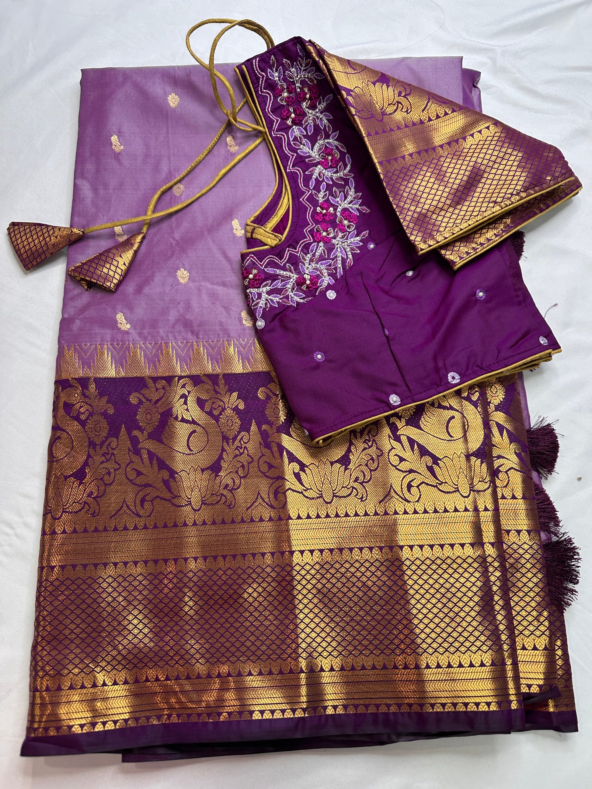 Purple Semi Silk Pattu Gadwal Saree