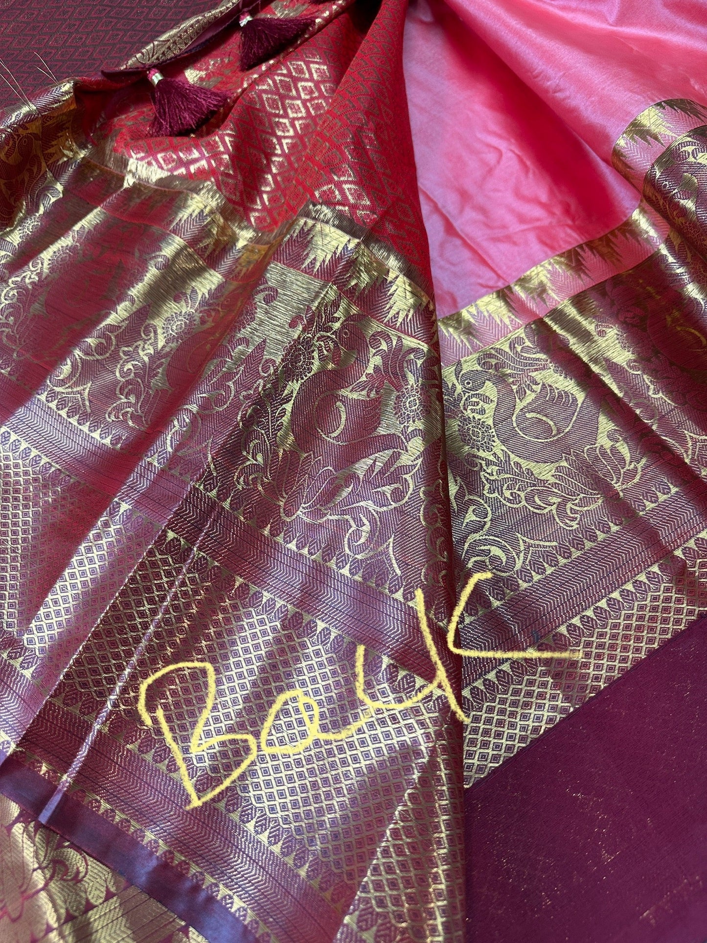 Pink Semi Silk Pattu Gadwal Saree