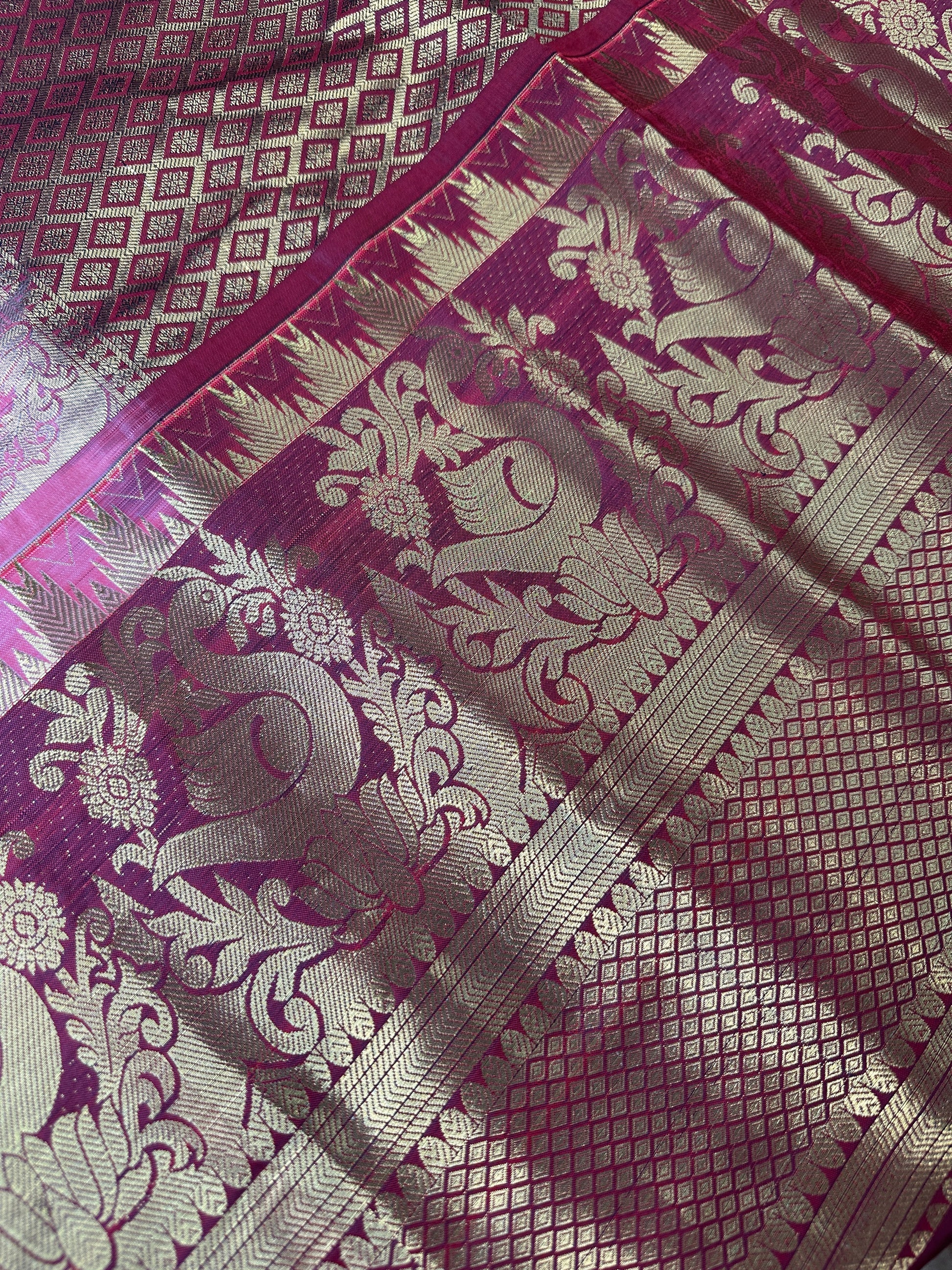 Pink Semi Silk Pattu Gadwal Saree