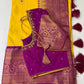 Yellow Semi Silk Pattu Gadwal Saree