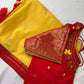 Yellow Red Semi Silk Pattu Gadwal Saree