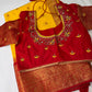Yellow Red Semi Silk Pattu Gadwal Saree