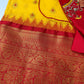 Yellow Red Semi Silk Pattu Gadwal Saree
