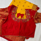 Yellow Red Semi Silk Pattu Gadwal Saree