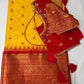 Yellow Red Semi Silk Pattu Gadwal Saree