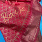 Blue Red Semi Silk Pattu Gadwal Saree