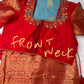 Blue Red Semi Silk Pattu Gadwal Saree