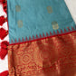 Blue Red Semi Silk Pattu Gadwal Saree