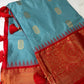 Blue Red Semi Silk Pattu Gadwal Saree