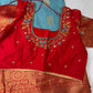 Blue Red Semi Silk Pattu Gadwal Saree