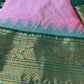 Pink Green Semi Silk Pattu Gadwal Saree