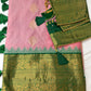 Pink Green Semi Silk Pattu Gadwal Saree