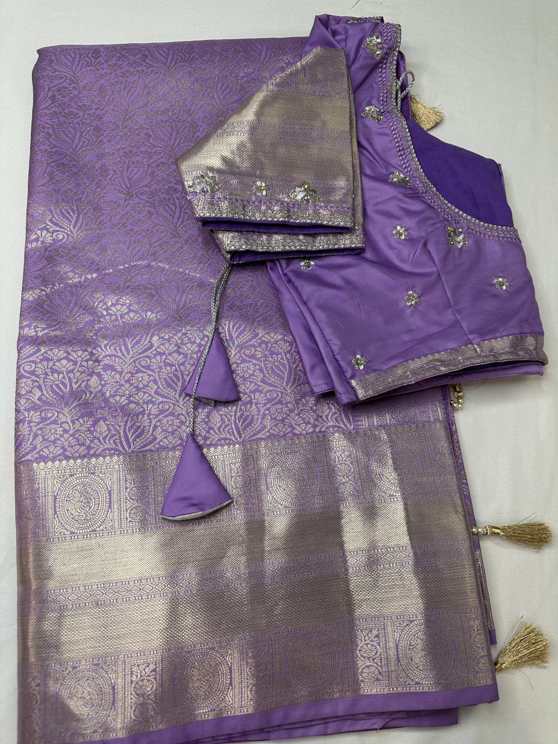 Lavender Purple Self Weaving light Weight Saree