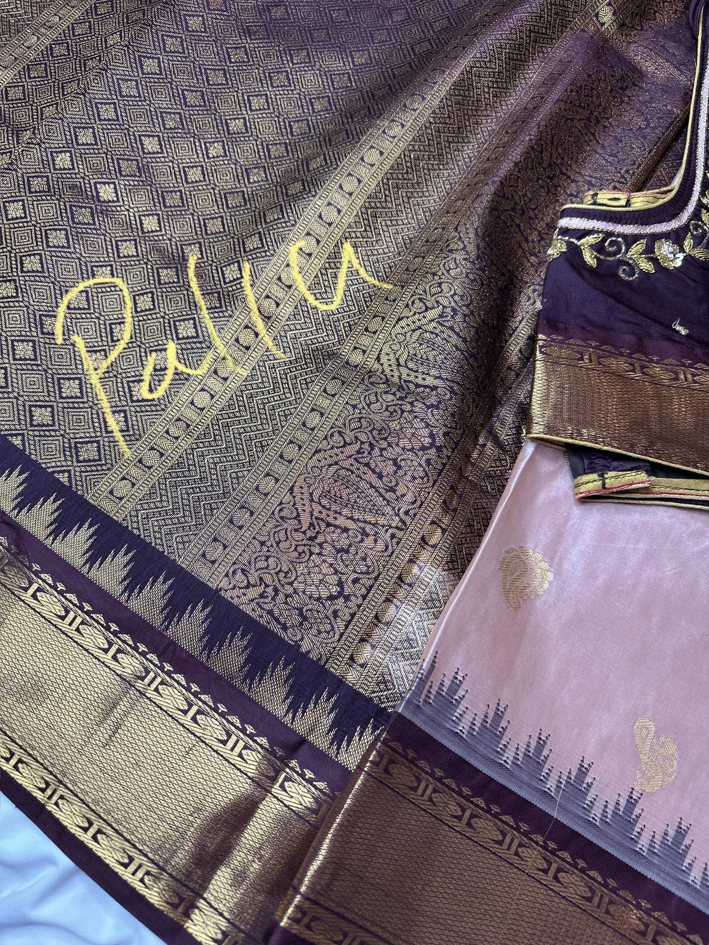 Brown Pure Silk Pattu Gadwal Saree