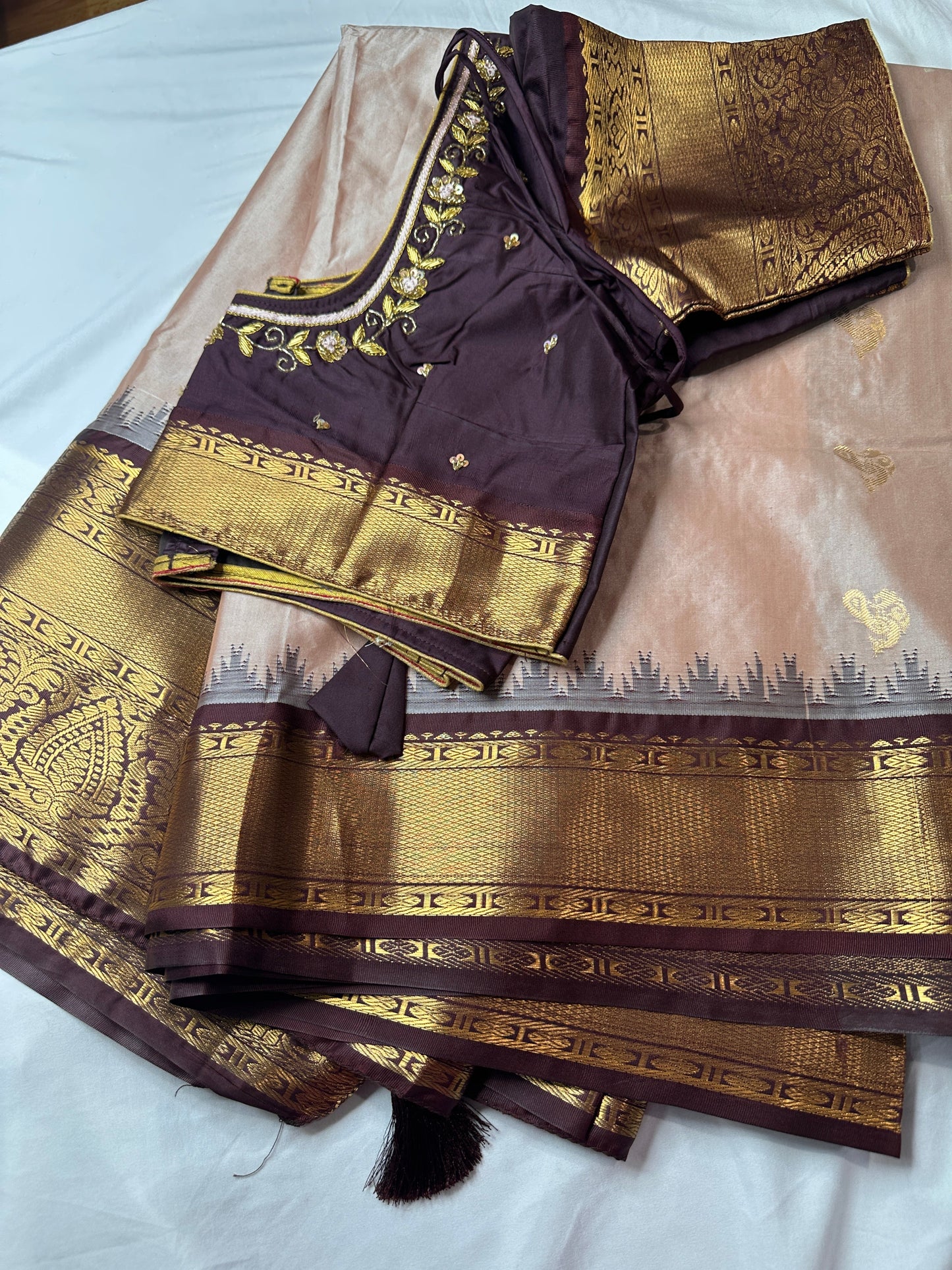 Brown Pure Silk Pattu Gadwal Saree