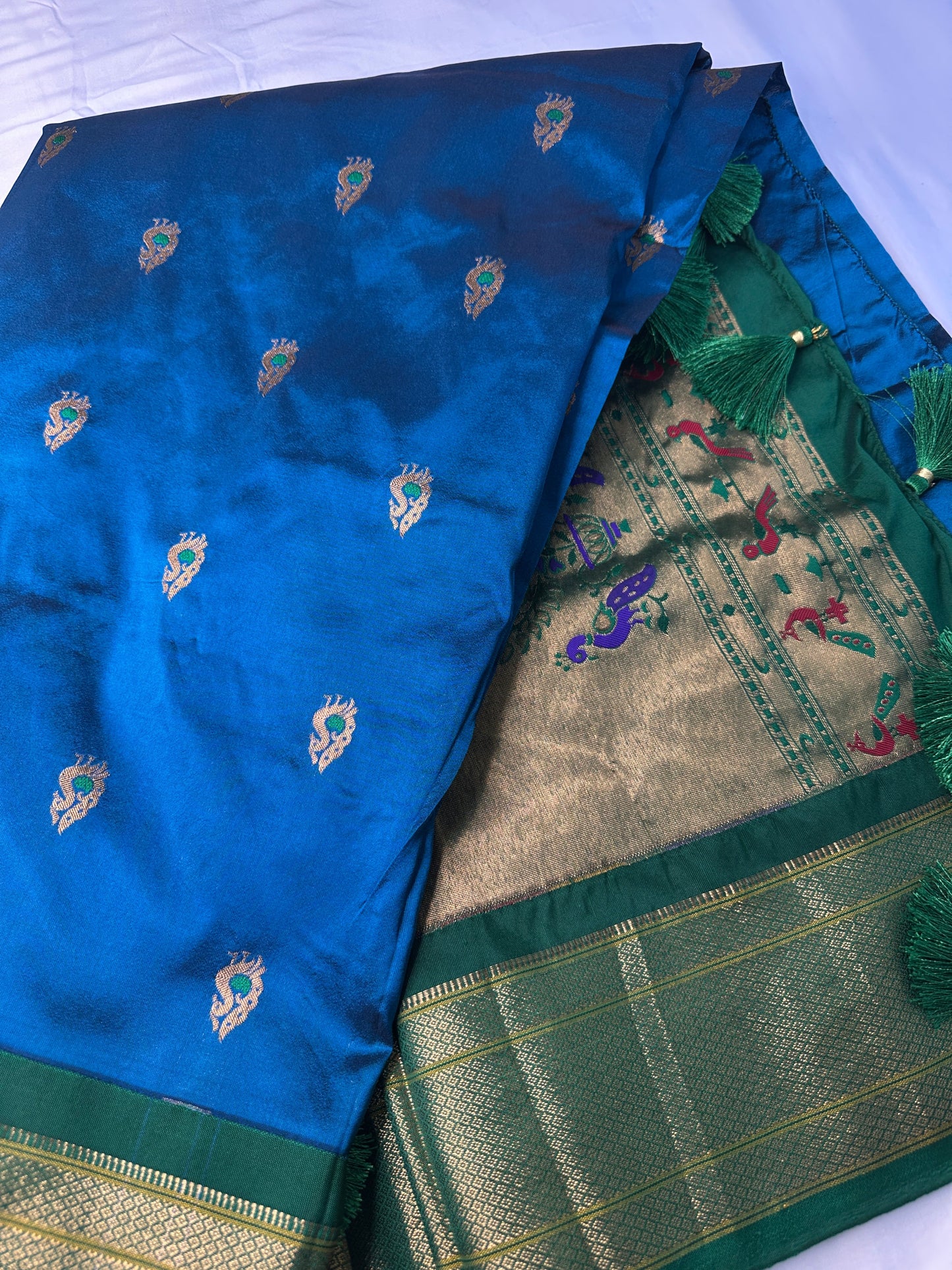 Paithani Silk Light Weight Blue Saree