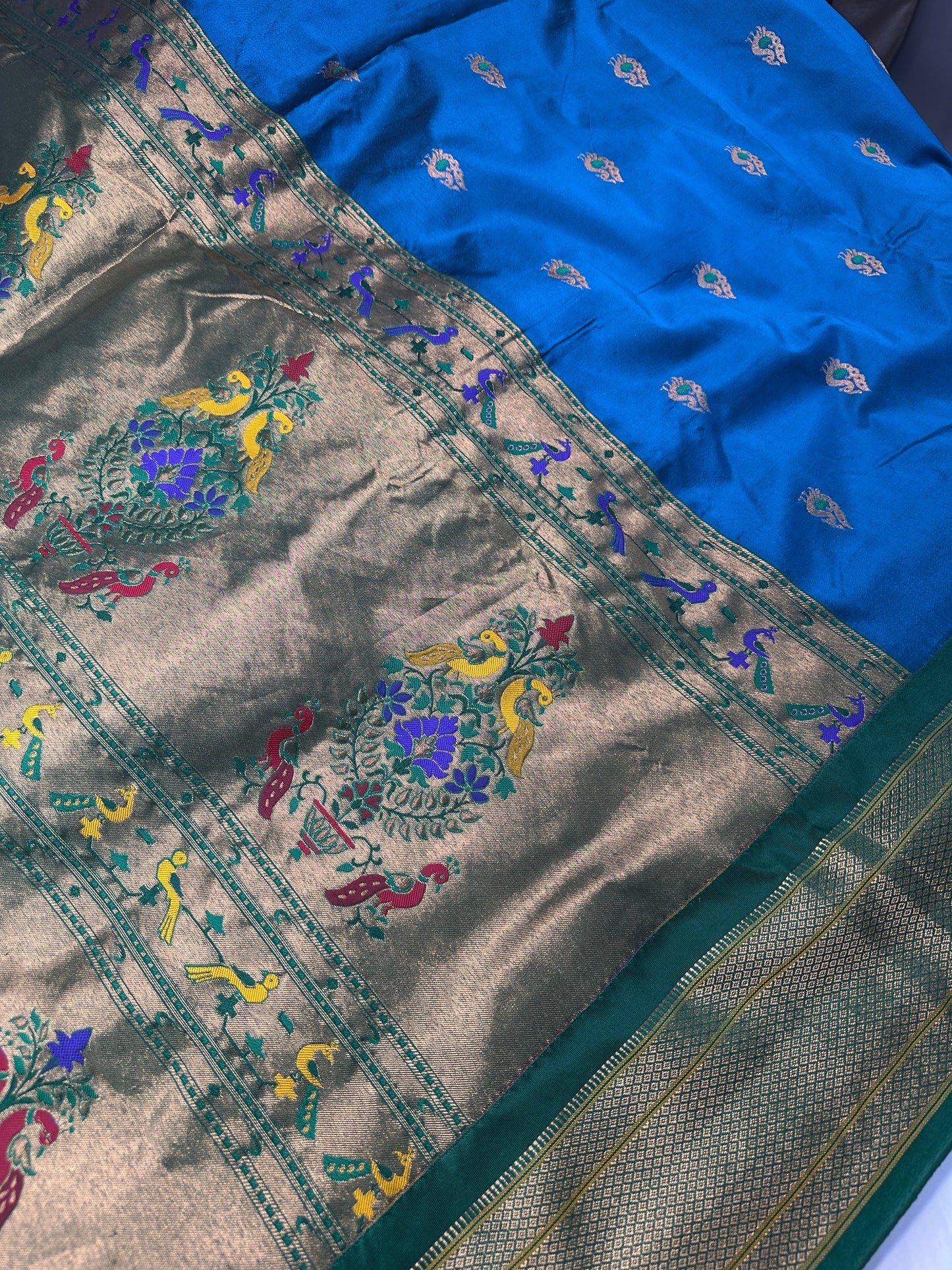 Paithani Silk Light Weight Blue Saree