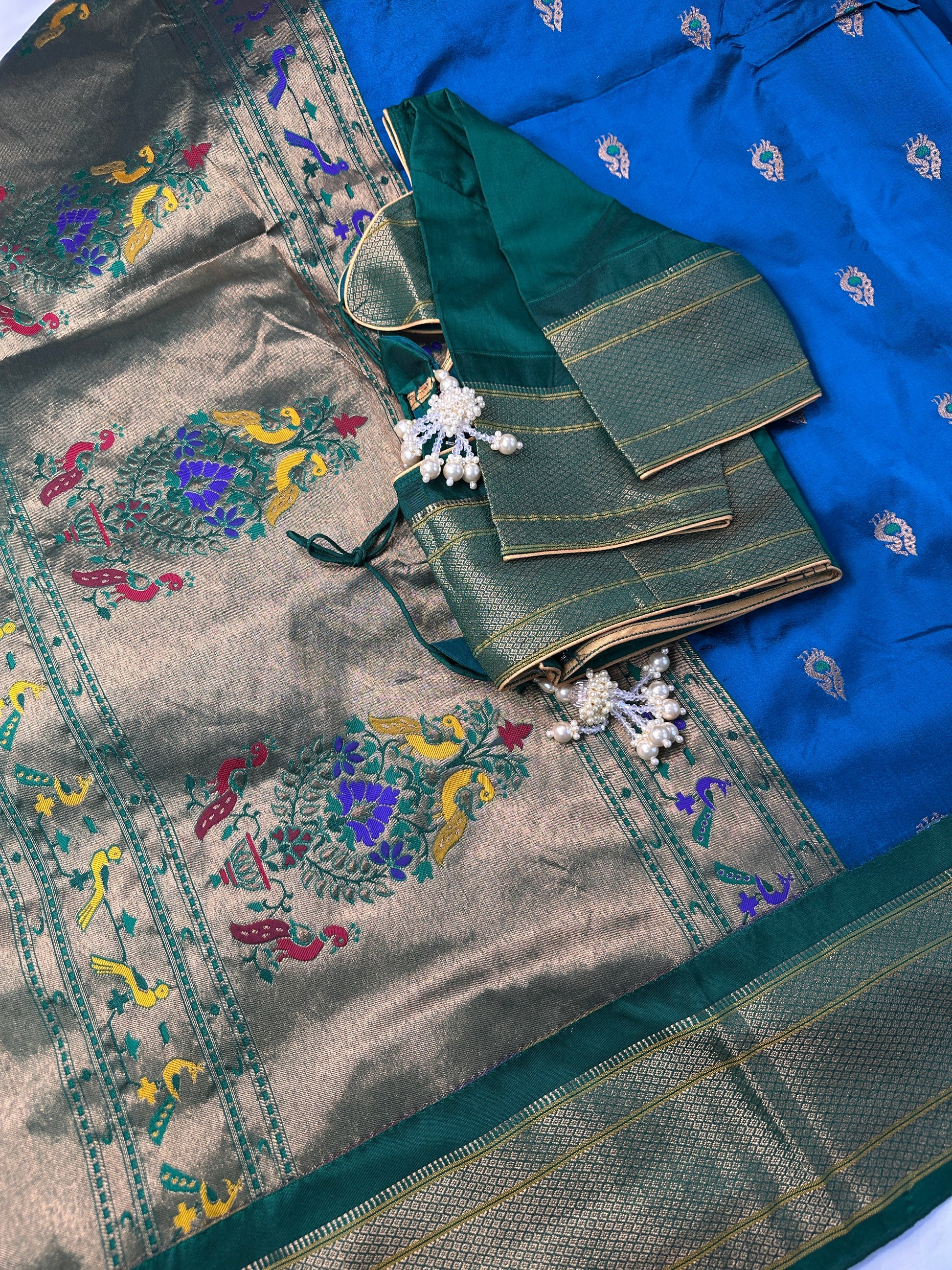 Paithani Silk Light Weight Blue Saree