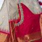 Cream Pink Pure Silk Pattu Gadwal Saree