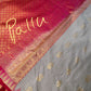 Cream Pink Pure Silk Pattu Gadwal Saree
