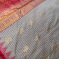Cream Pink Pure Silk Pattu Gadwal Saree