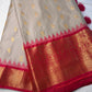 Cream Pink Pure Silk Pattu Gadwal Saree