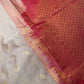 Cream Pink Pure Silk Pattu Gadwal Saree