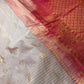 Cream Pink Pure Silk Pattu Gadwal Saree