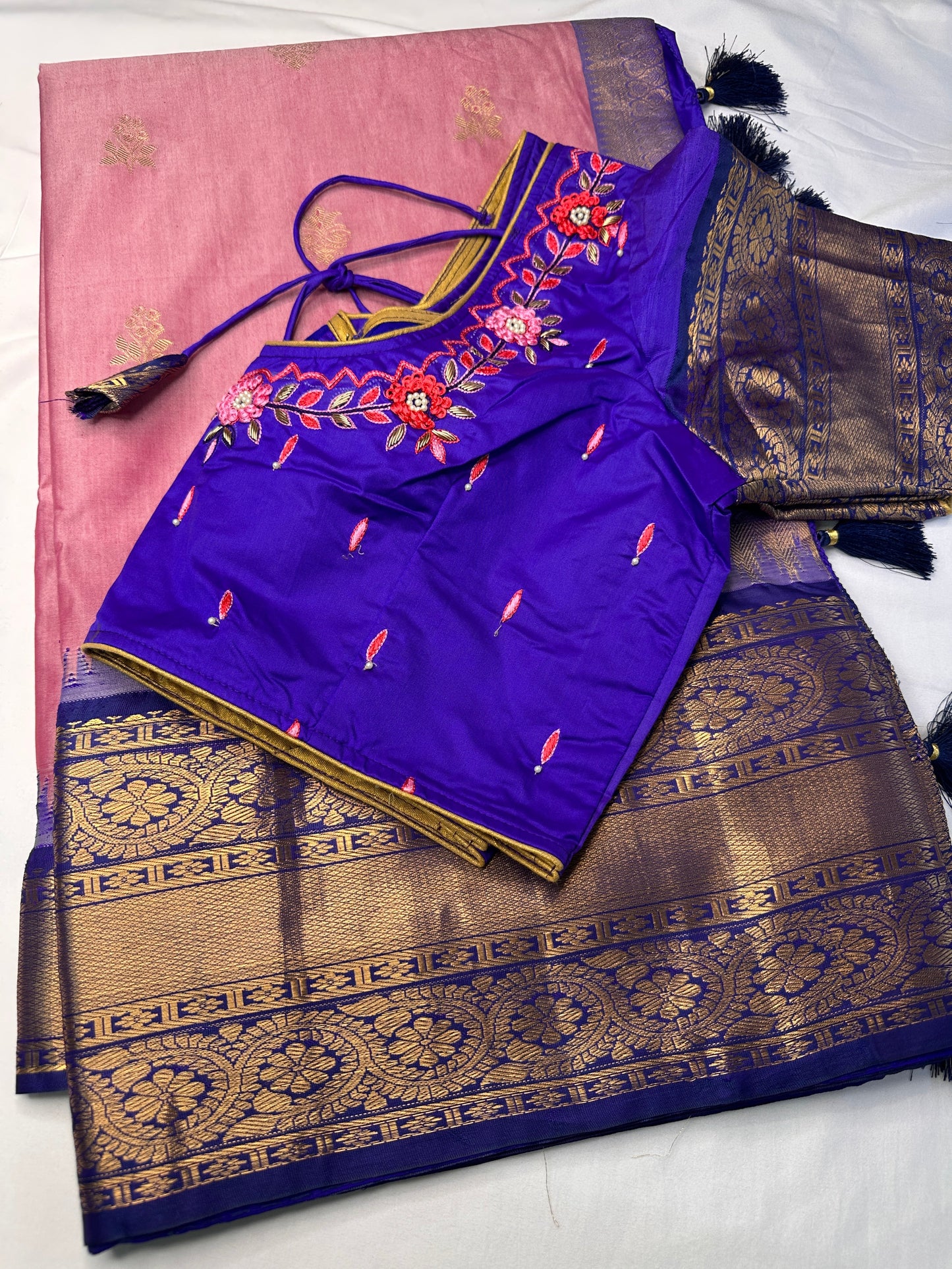 Pink Blue Silk Pattu Gadwal Saree