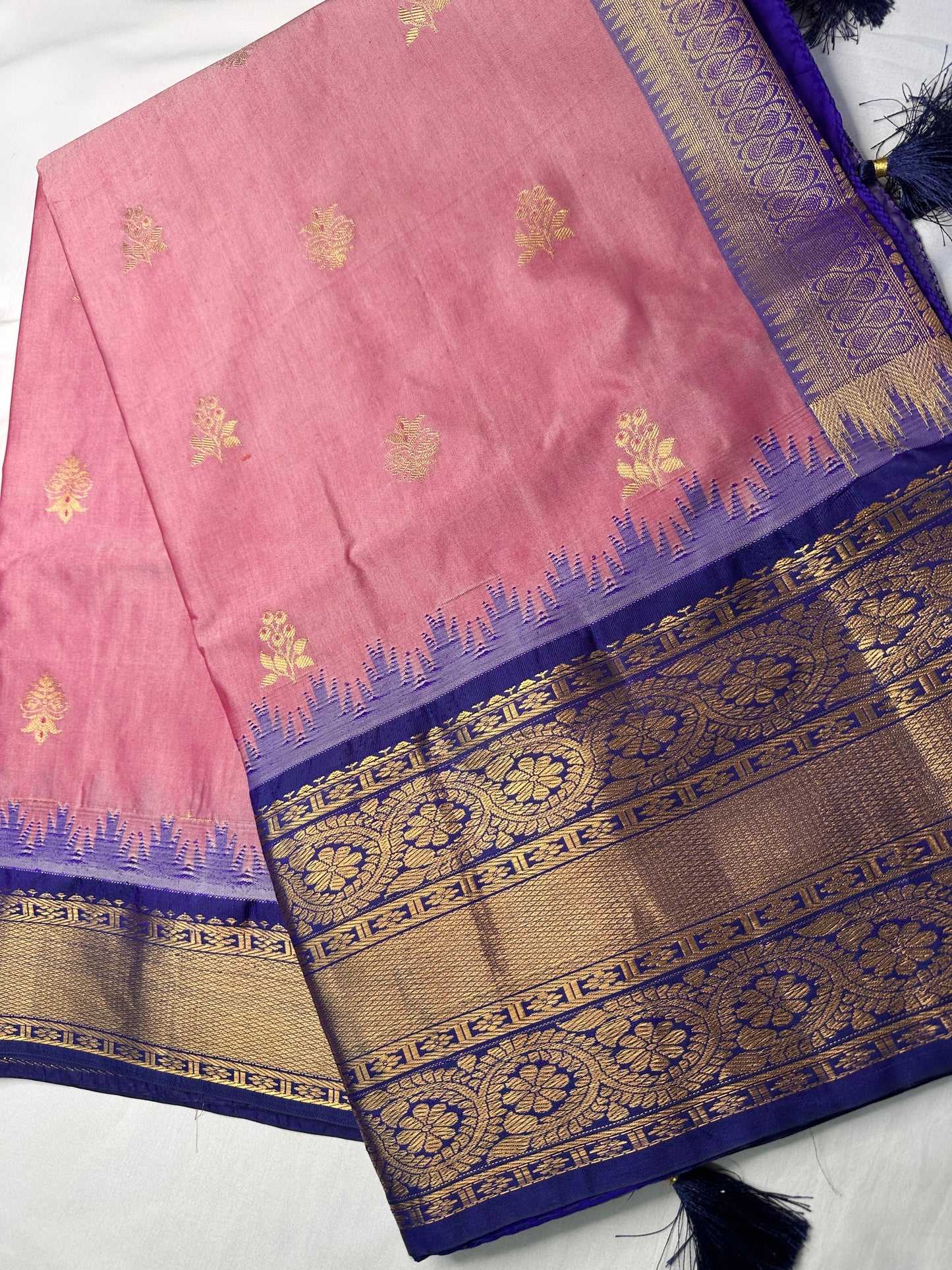 Pink Blue Silk Pattu Gadwal Saree